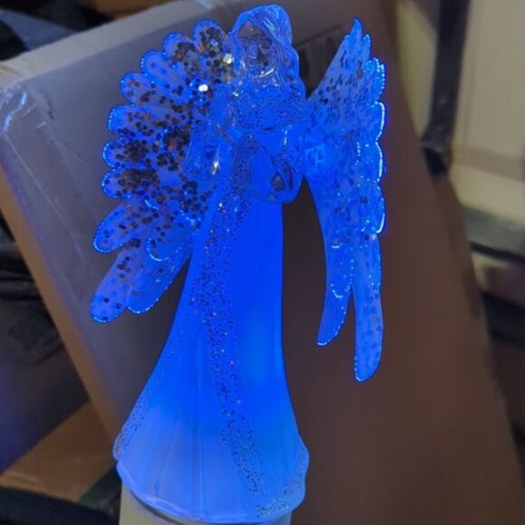 Vintage Color Changing Rotating Fiber Optic Praying Angel Christmas Tree Topper - Picture 9 of 10